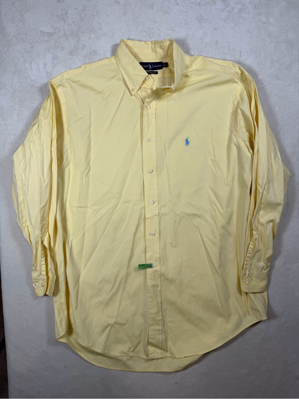 Polo  Ralph Lauren 17 32/33 Men's Classic Button-Down Shirt in Pale Yellow
